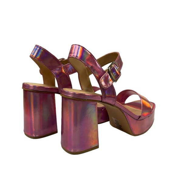 Soda Shoes Macey Women's Metallic Pink Platform Sandals - Picture 4 of 4